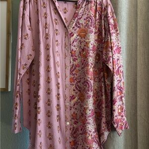 Floral Pink Button-Up Blouse